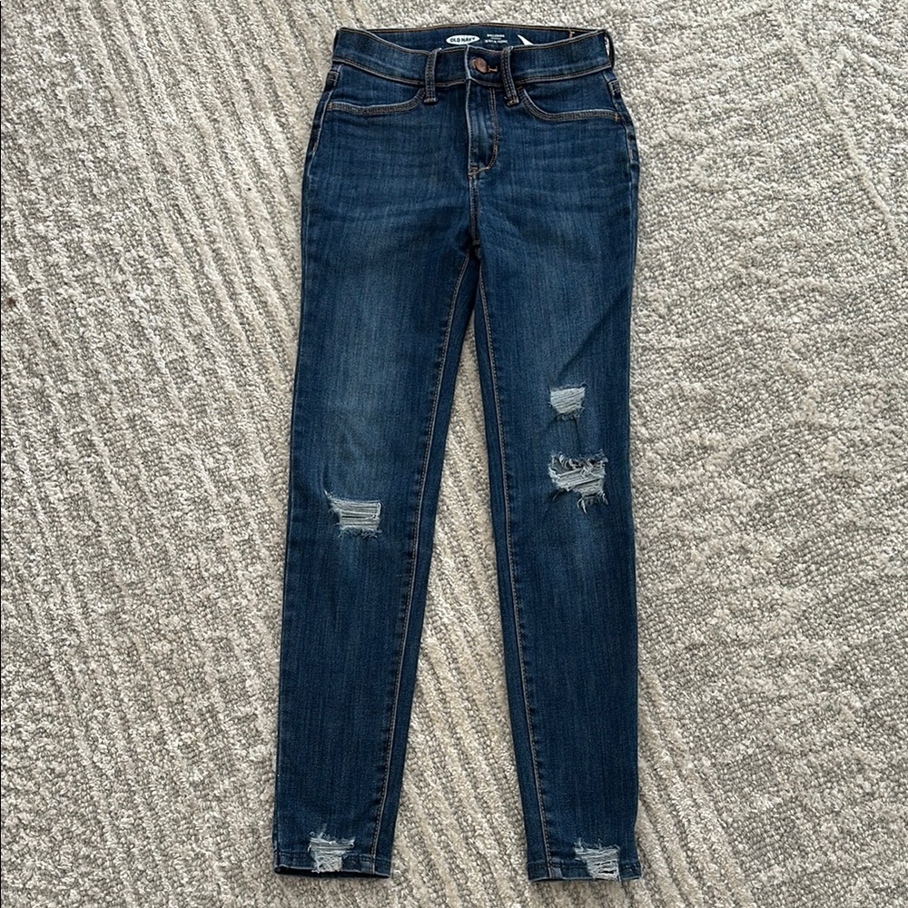 Old Navy Blue Distressed Skinny Jeans
